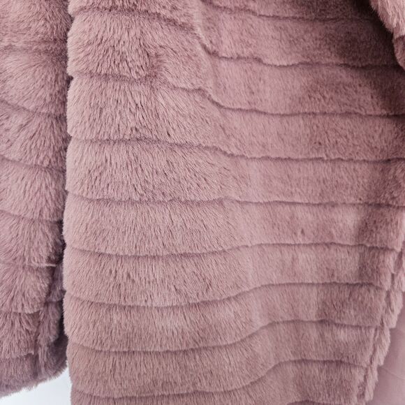 Womens XSmall Faux Fur Fluffy Open Front Draped Coat Teddy Luxury Chic Glam Soft - Picture 4 of 12